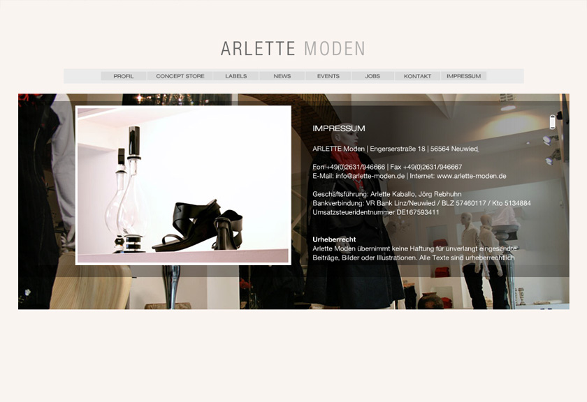 Arlette Moden Website 2008