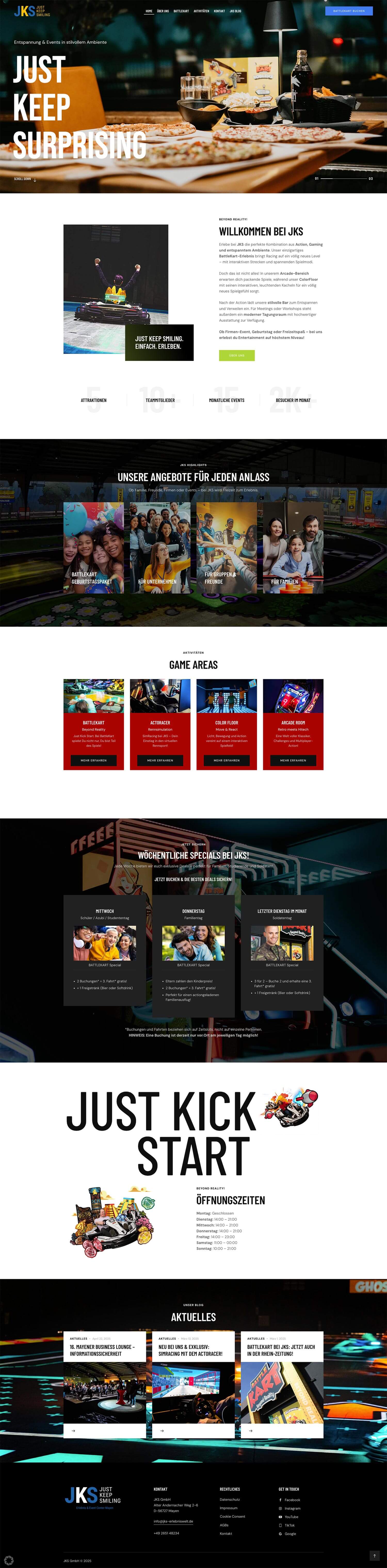 JKS Erlebniswelt Website – Webdesign BattleKart Koblenz | EYETM 2025