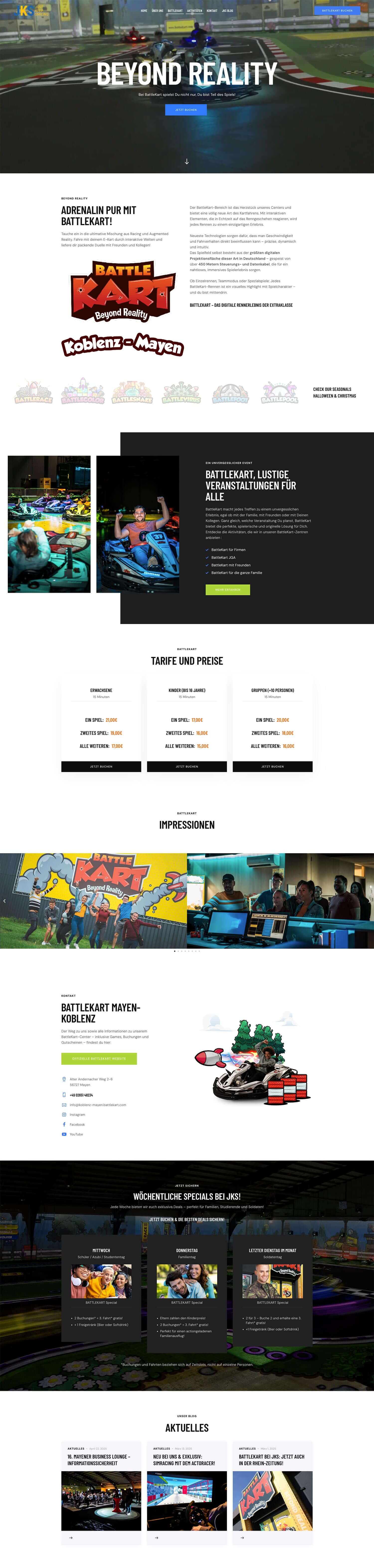JKS Erlebniswelt Website – Webdesign BattleKart Koblenz | EYETM 2025