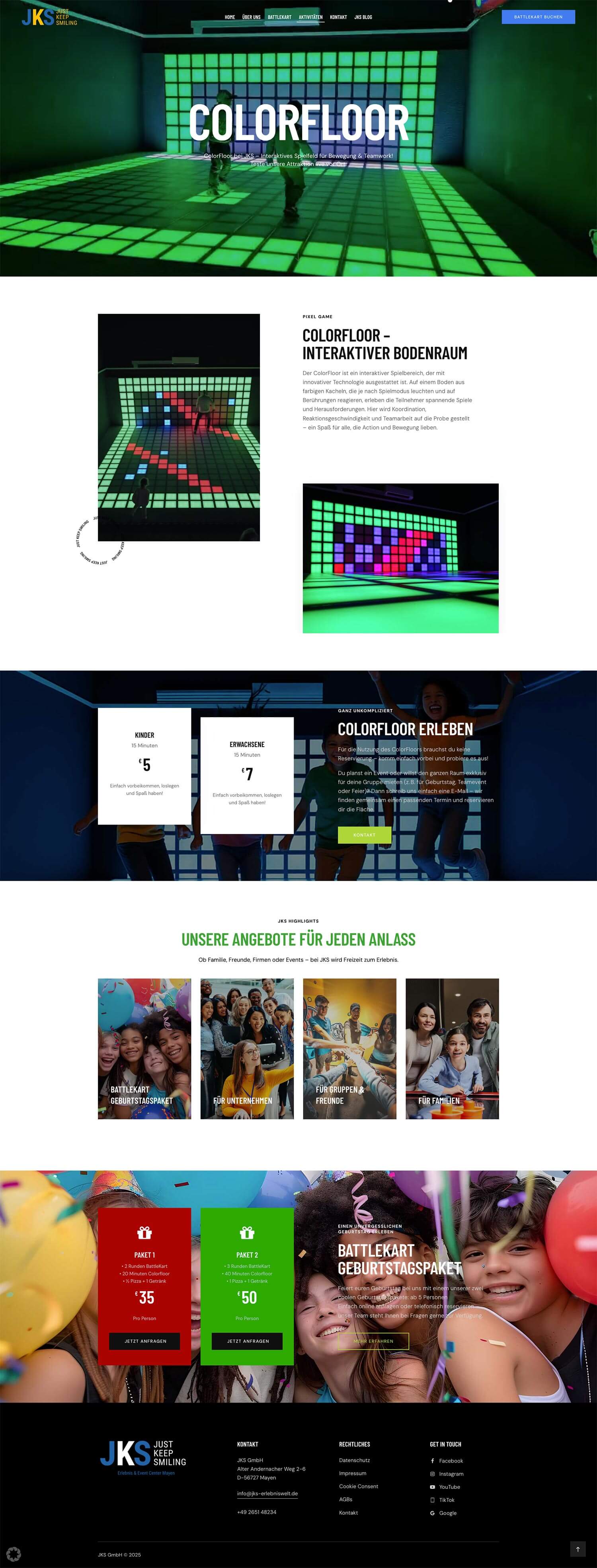 JKS Erlebniswelt Website – Webdesign BattleKart Koblenz | EYETM 2025