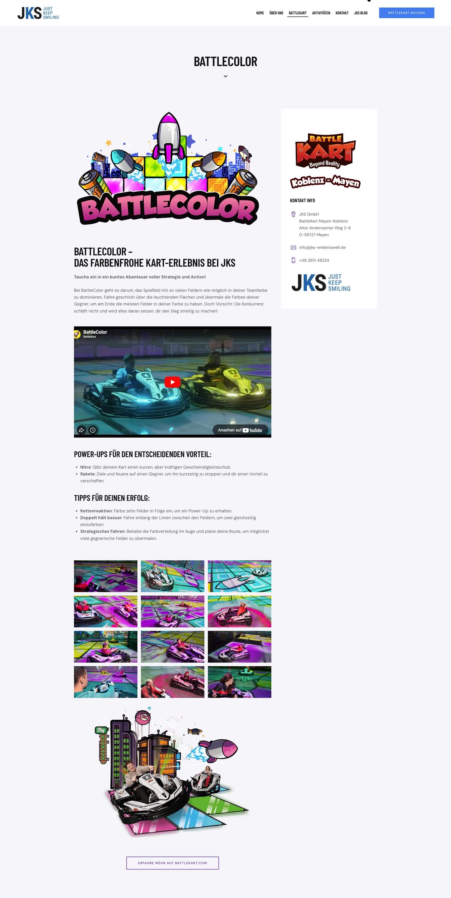 JKS Erlebniswelt Website – Webdesign BattleKart Koblenz | EYETM 2025