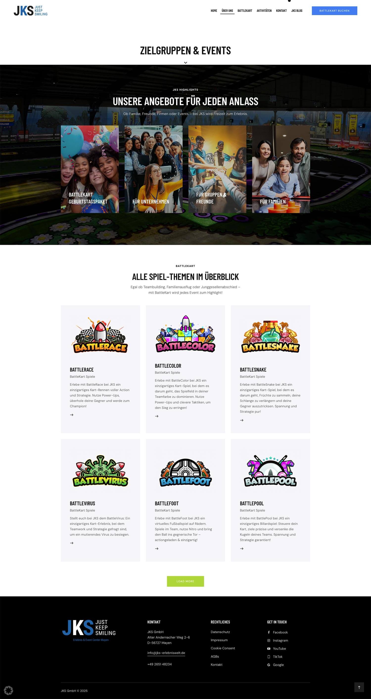 JKS Erlebniswelt Website – Webdesign BattleKart Koblenz | EYETM 2025