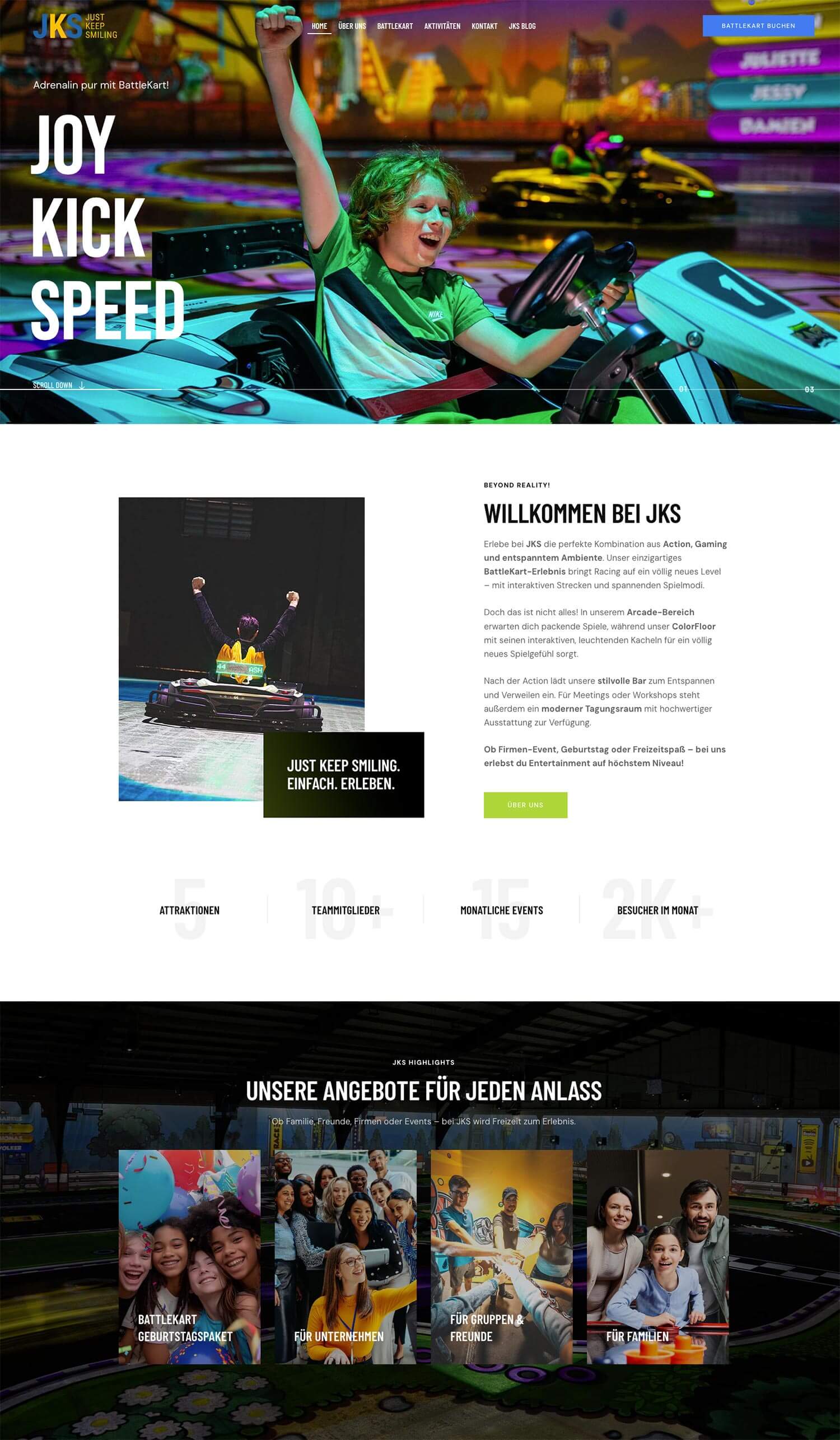 JKS Erlebniswelt Website – Webdesign BattleKart Koblenz | EYETM 2025