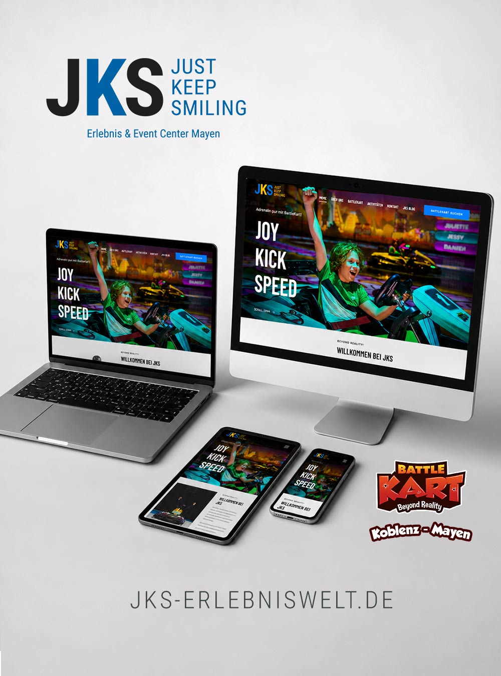 JKS Erlebniswelt Website – Webdesign BattleKart Koblenz | EYETM 2025